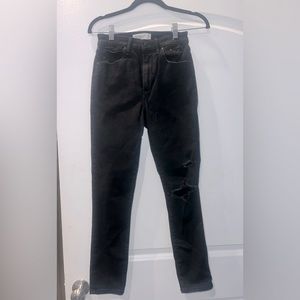 A&F Super Skinny Ankle High Rise Black Denim